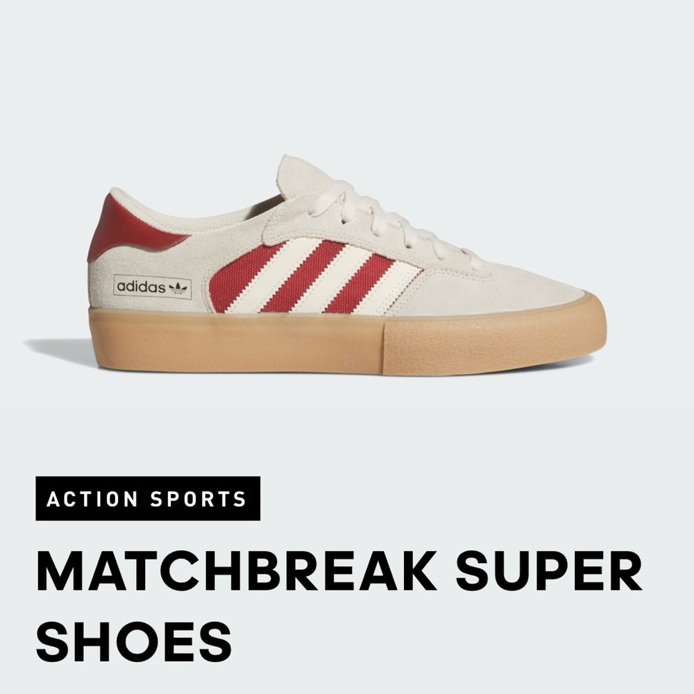 Adidas Matchbreak Super Shoes in Wonder White / Preloved Ruby / Gum (W7 / M6)